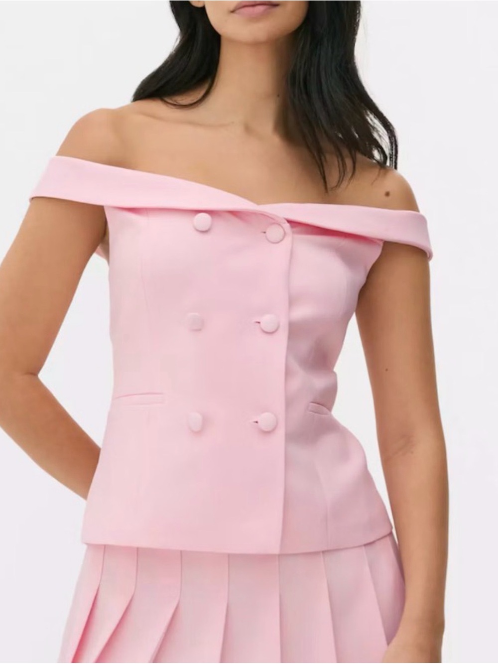 Wicked x Primark Double Breasted off the Shoulder Top Pink